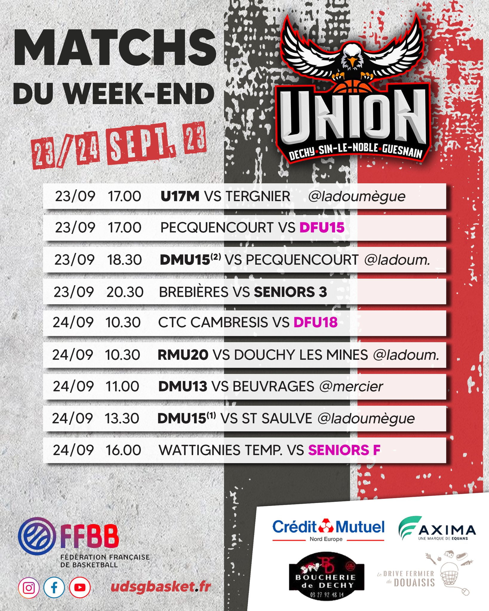Les matchs ce week-end