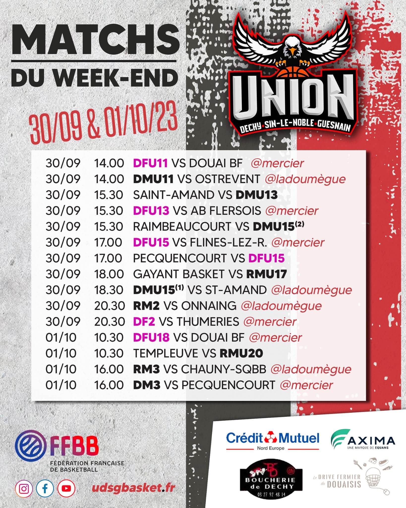 Les matchs ce week-end