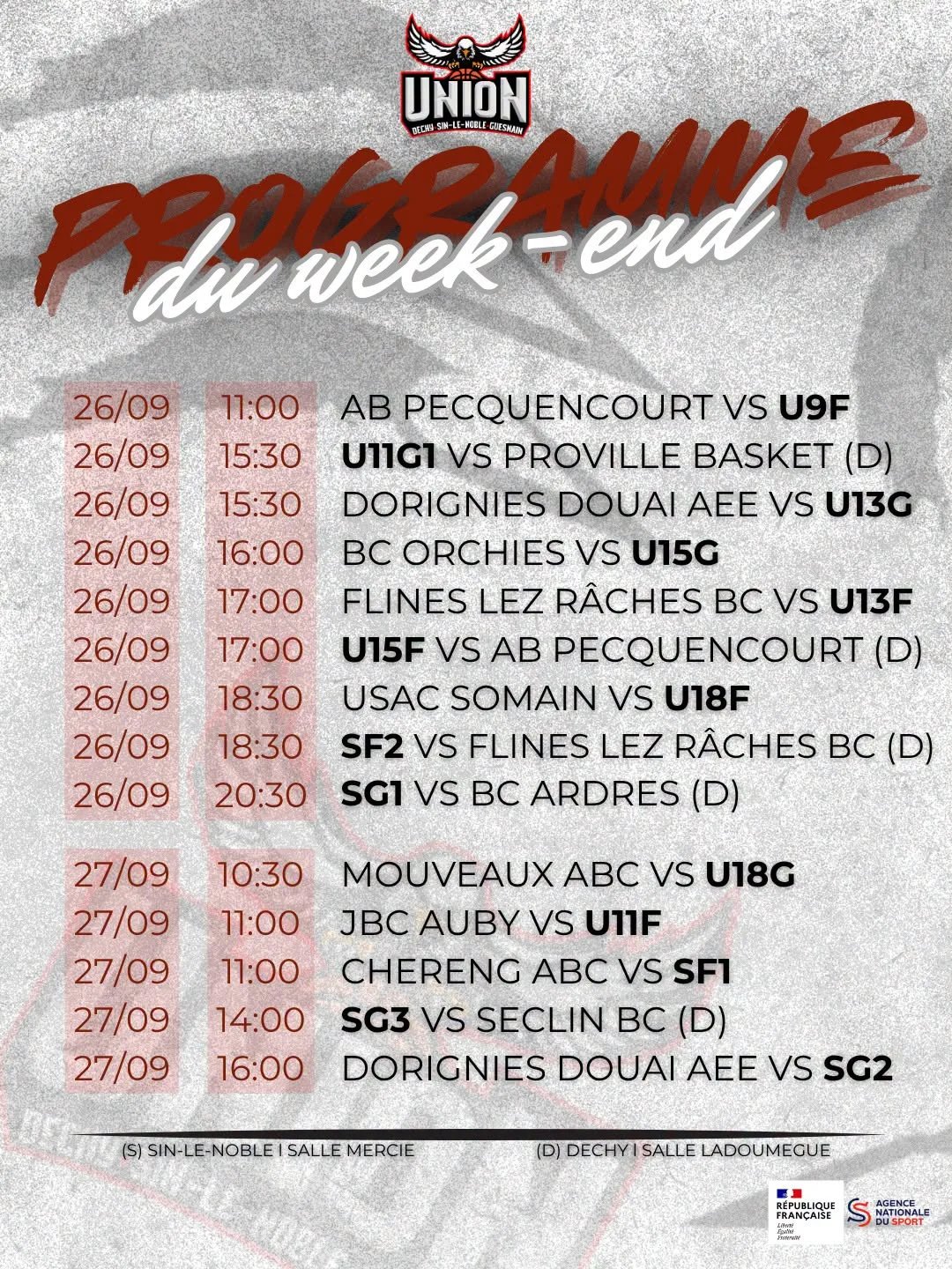 Matchs du week-end